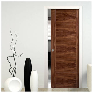 Image: Vancouver Walnut 5 Panel Flush Evokit Pocket Fire Door - 30 Minute Fire Rated - Prefinished