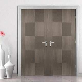 Image: LPD Joinery Apollo Chocolate Grey Flush Door Pair - 1/2 Hour Fire Rated - Prefinished