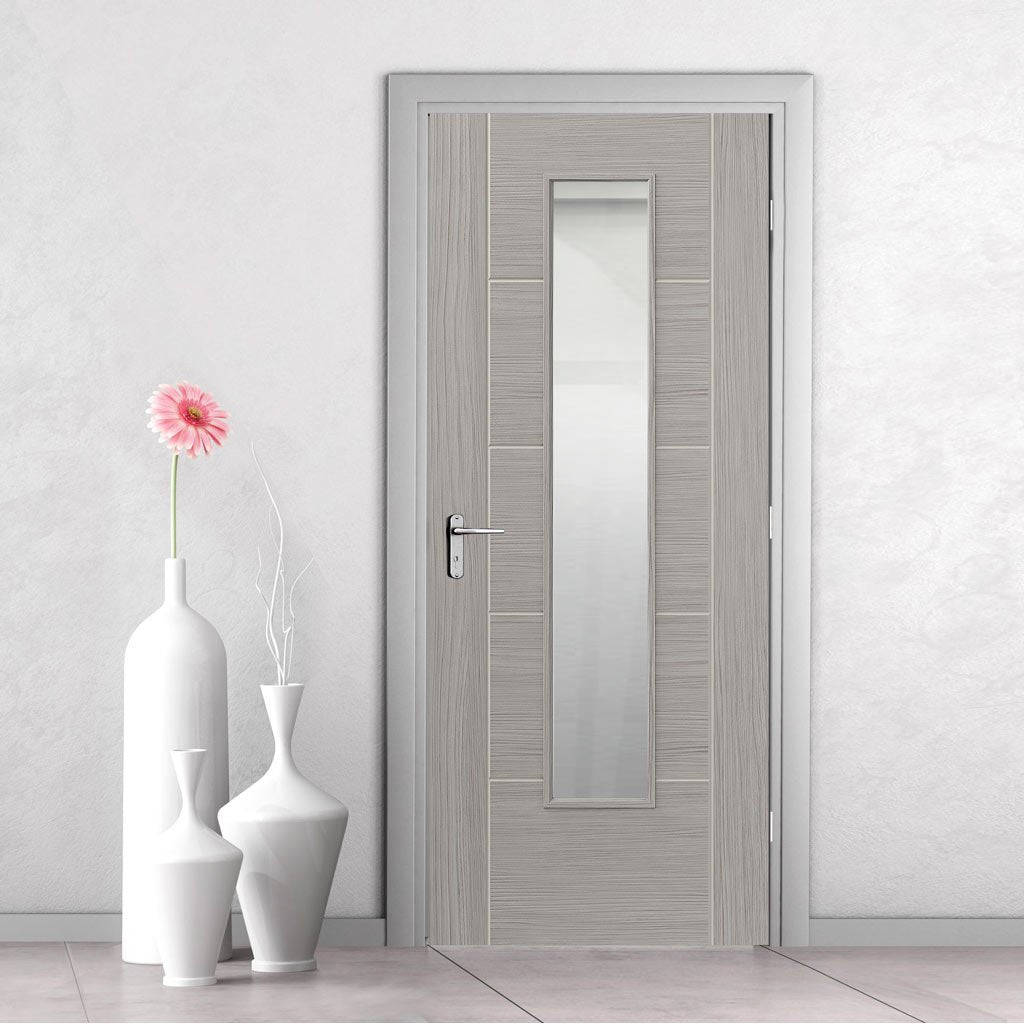 Modern interior grey door