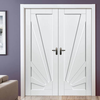 Image: J B Kind Calypso Aurora White Primed Panel Door Pair