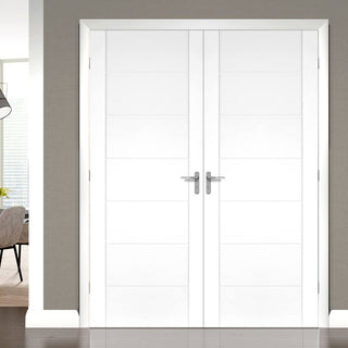 Image: Bespoke Palermo Flush Door - White Primed Pair