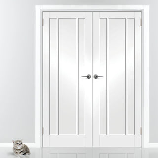 Image: Worcester 3 Panel Door - White Primed Pair