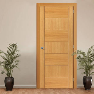 Image: J B Kind Oak Contemporary Sirocco Flush Fire Door - 30 Minute Fire Rated - Prefinished