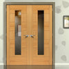 J B Kind Sirocco Oak Door Pair - Clear Glass - Prefinished