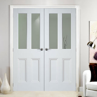 Image: Nostalgia Malton Unglazed Door Pair - Raised Mouldings - White Primed