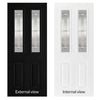 GRP Black & White Malton Leaded Double Glazed Composite Door - Two Leaded Sidelights