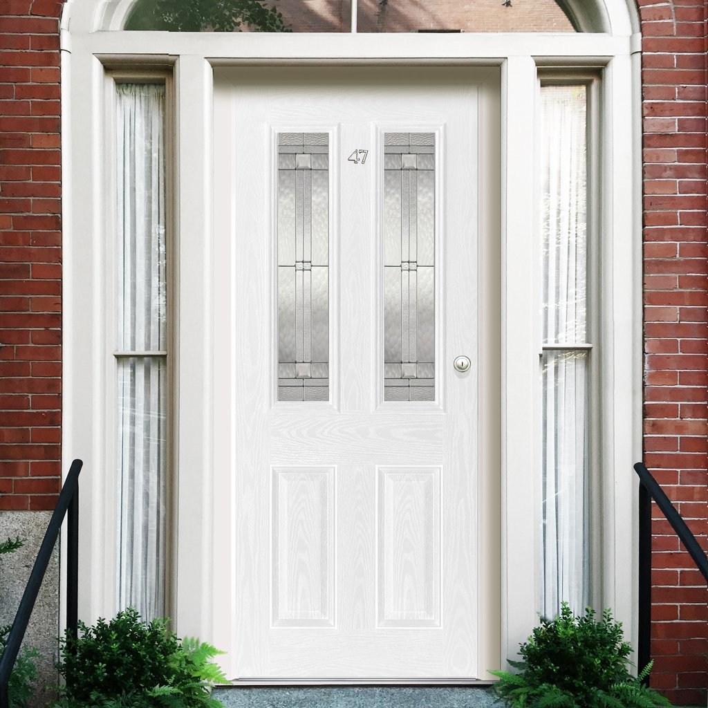 GRP White Malton Composite Door- Leaded Double Glazing