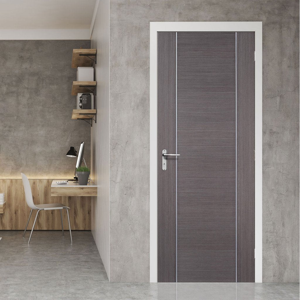 Modern flush grey colour interior door