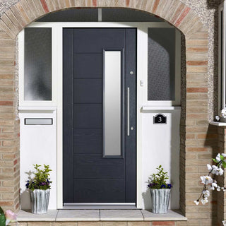 Image: GRP Grey Newbury Composite Front Door - Frosted Double Glazing - No Frame or Fittings