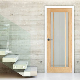 Image: lincoln 3l oak door clear safety glass panes 