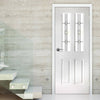 White PVC grainger door with grained faces 3 bevel style toughened clear glass