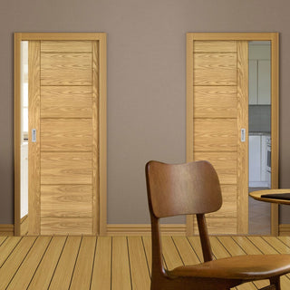 Image: Seville Oak Panel Unico Evo Pocket Doors - Prefinished