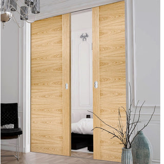 Image: Sofia Oak Solid Internal Double Evokit Pocket Doors - Prefinished