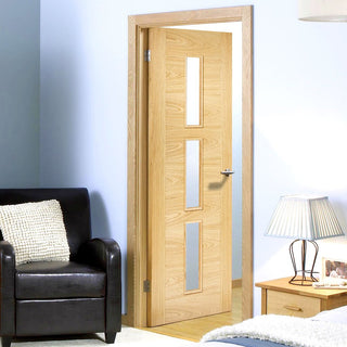 Image: sofia 3l oak internal door clear safety glass