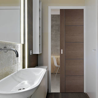 Image: Vancouver Chocolate Grey Internal Pocket Door - 30 Minute Fire Rated - Prefinished