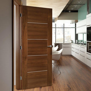 Image: Bespoke Valencia Walnut Fire Internal Door - 1/2 Hour Fire Rated - Prefinished
