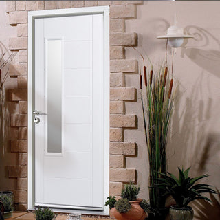 Image: GRP White Newbury Composite Door - Frosted Double Glazing