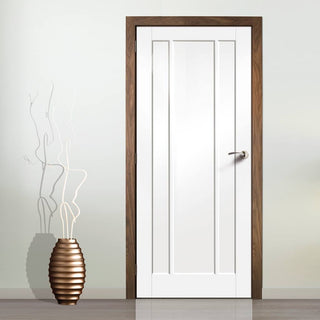 Image: Bespoke Worcester 3 Panel Fire Door - White Primed - 1/2 Hour Fire Rated