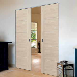 Image: Laminates Ivory Painted Absolute Evokit Double Pocket Doors - Prefinished
