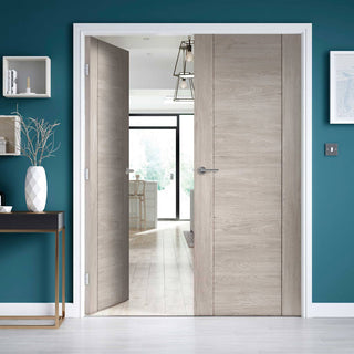 Image: J B Kind Laminates Alabama Fumo Smoky Grey Coloured Door Pair - 1/2 Hour Fire Rated - Prefinished