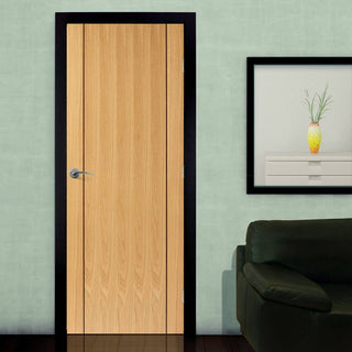 Image: J B Kind Oak Contemporary Chartwell Fire Door - 1/2 Hour Fire Rated - Prefinished