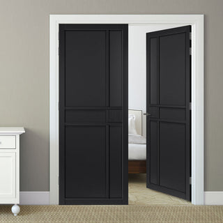 Image: JB Kind Industrial City Black Panel Internal Door Pair - Prefinished