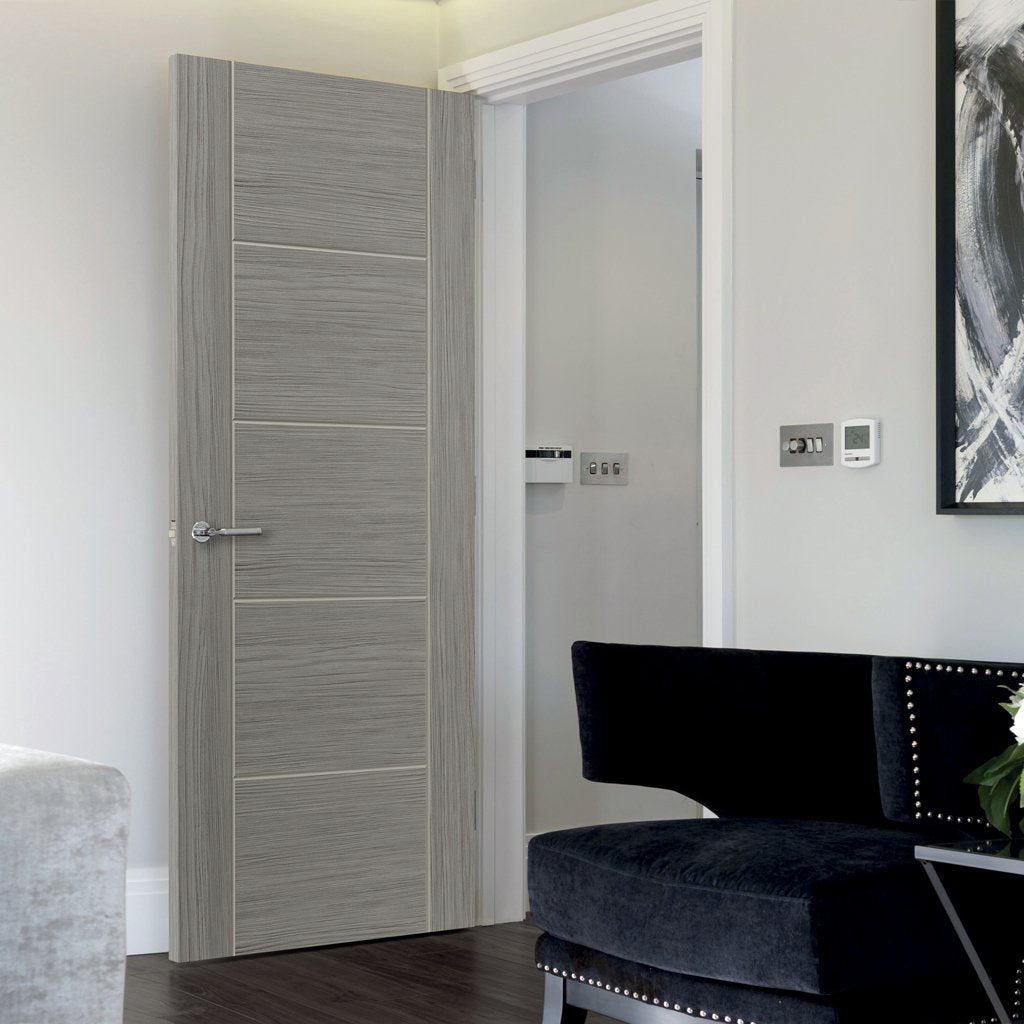 Modern interior grey door
