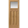 Rustic Oak 1930 DX Shaker Double Evokit Pocket Door Detail - Prefinished - Obscure Glass