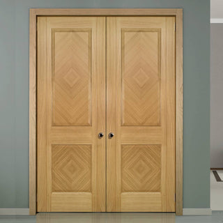 Image: Bespoke Kensington Oak Panel Internal Door Pair - Prefinished