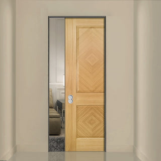 Image: Kensington Oak Panel Absolute Evokit Single Pocket Door - Prefinished