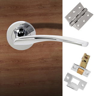 Image: Arizona Status Lever on Round Rose - Polished Chrome Handle Pack