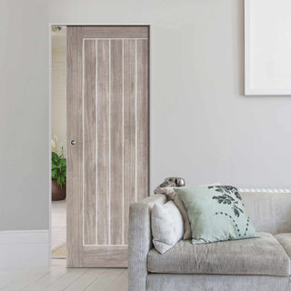 Image: Laminate Mexicano Light Grey Absolute Evokit Single Pocket Doors - Prefinished