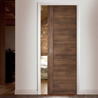Image: Laminate Vancouver Walnut Single Evokit Pocket Door - Prefinished