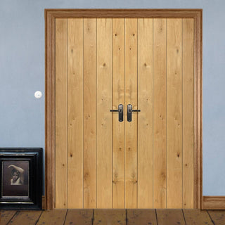 Image: J B Kind Rustic Oak Ledged Unfinished Door Pair
