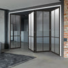 Four Folding Doors & Frame Kit - Liberty 4 Pane 3+1 - Clear Glass - Black Primed