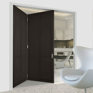 Image: Two Folding Doors & Frame Kit - Liberty 4 Panel 2+0 - Black Primed
