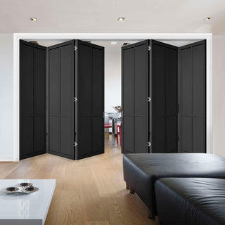 Image: Six Folding Doors & Frame Kit - Liberty 4 Panel 3+3 - Black Primed