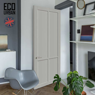 Image: Bronx 4 Panel Solid Wood Internal Door UK Made DD6315 - Eco-Urban® Mist Grey Premium Primed