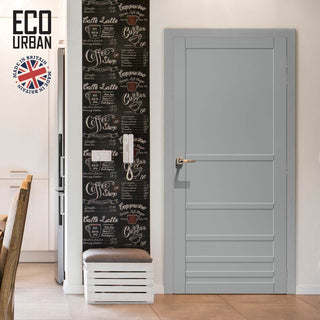 Image: Stockholm 7 Panel Solid Wood Internal Door UK Made DD6407 - Eco-Urban® Mist Grey Premium Primed