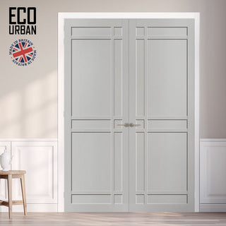 Image: Leith 9 Panel Solid Wood Internal Door Pair UK Made DD6316  - Eco-Urban® Cloud White Premium Primed