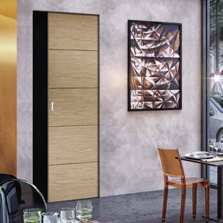 Image: Bespoke Lille Oak Flush Single Frameless Pocket Door - Prefinished