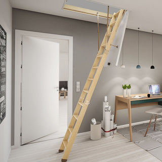 Image: Dolle Wooden Loft Ladder - SW40-5 - Insulated Door, Min - Max Ceiling Height 2810mm - 2830mm
