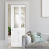 London Single Evokit Pocket Door - Clear Glass - White Primed