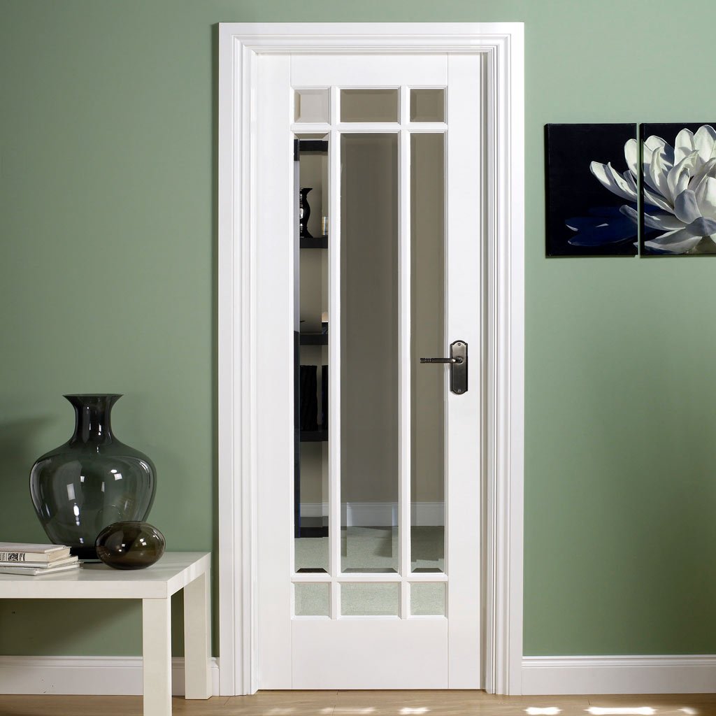 Manhattan Door - Bevelled Clear Glass - White Primed