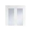 London Single Evokit Pocket Door Detail - Clear Glass - White Primed