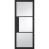 Room Divider - Tribeca 3 Pane Black Clear Glass Prefinished Double Doors with Double Sides