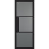 Tribeca 3 Pane Black Prefinished Double Evokit Pocket Doors - Tinted Glass