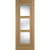 Oak 3 Pane Inlay Flush Door Pair - Clear Glass - Prefinished