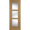 Oak 3 Pane Inlay Flush Door - Clear Glass - Prefinished