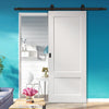 Top Mounted Black Sliding Track & Door - Madison White Primed Panel Door